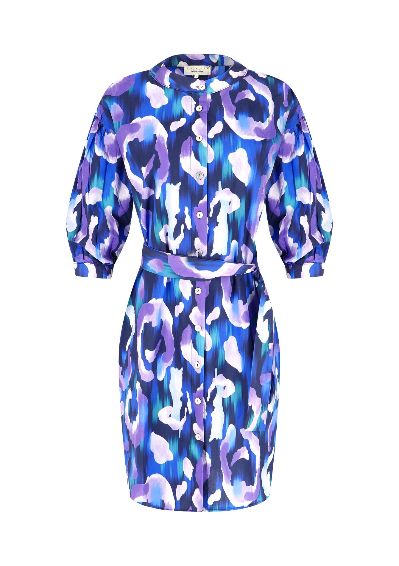 Robe-chemise droite en popeline, Robe-chemise droite en popeline - PURPLE - 08103342