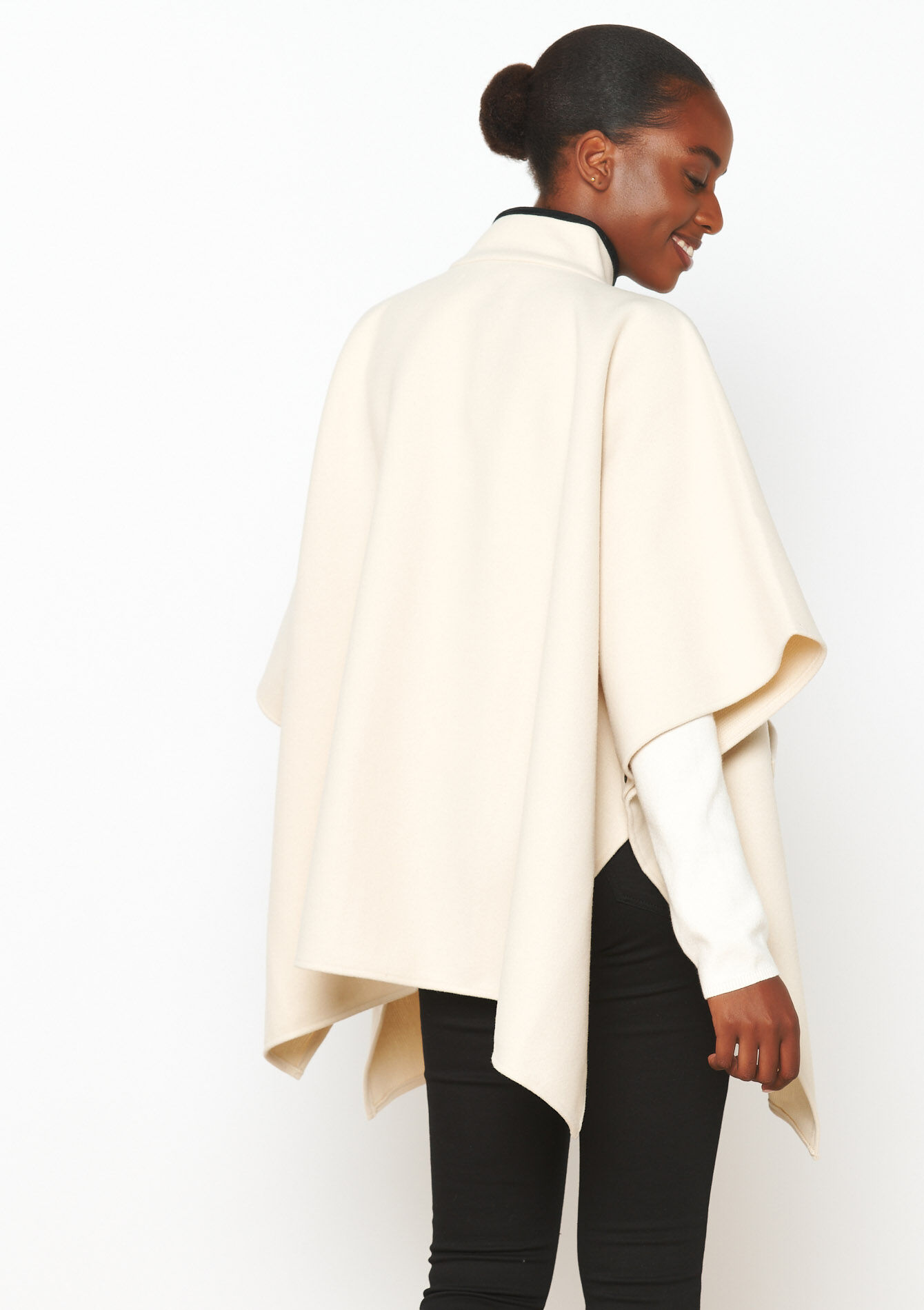 Poncho with wooden buttons, Poncho with wooden buttons - ECRU PEACH - 17101162_2564