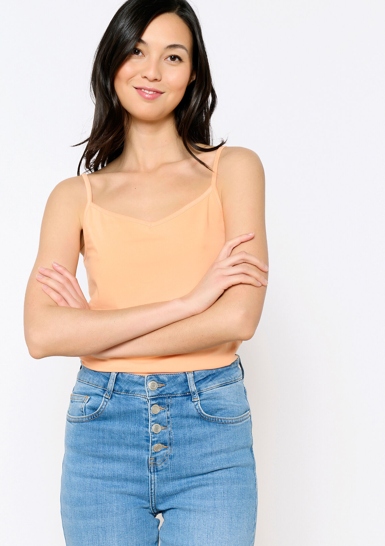 Top met spaghetti-bandjes, Top met spaghetti-bandjes - PASTEL PEACH - 02200377_1974