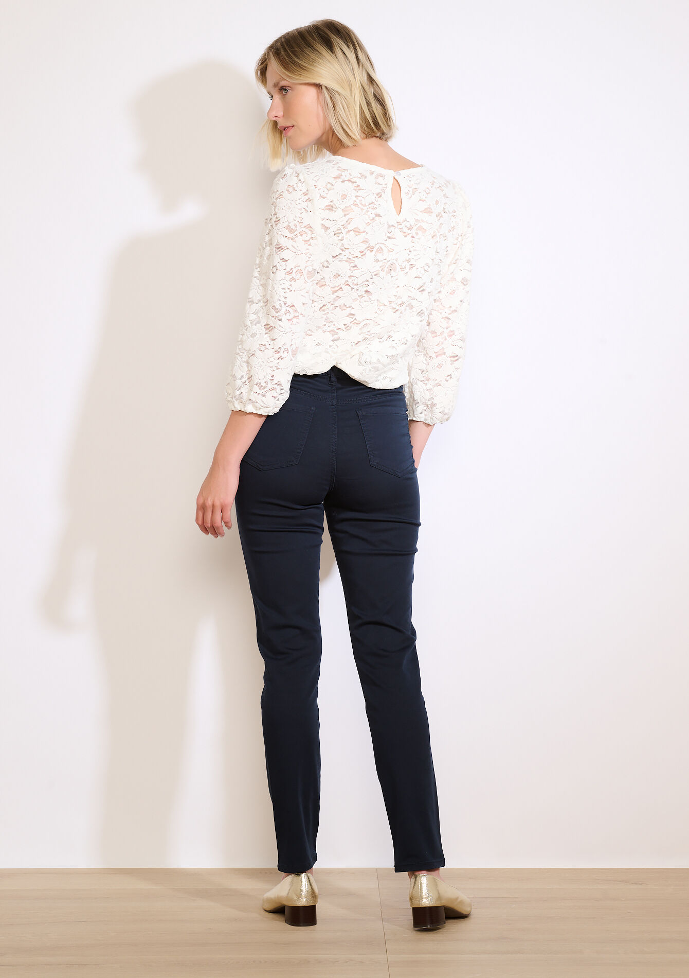 Pantalon slim taille haute, Pantalon slim taille haute - NAVY BASIC - 06004578_2723