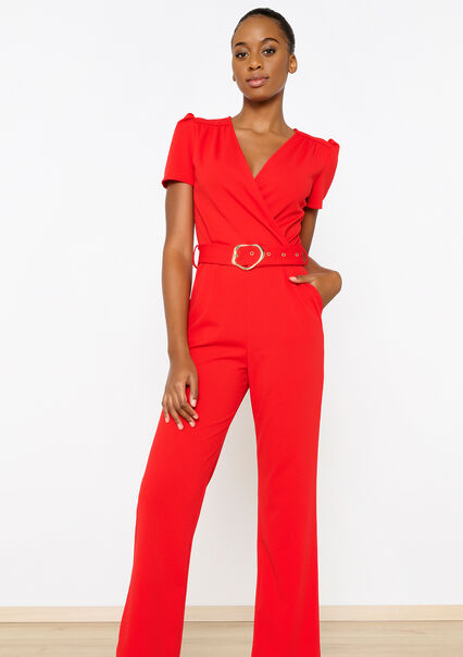 Jumpsuit with wrap top - RED ORANGE - 06004485_1397
