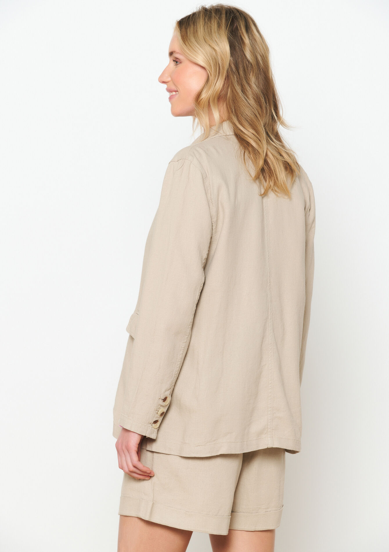 Blazer en lin, Blazer en lin - LIGHT TAUPE - 09100873_1020