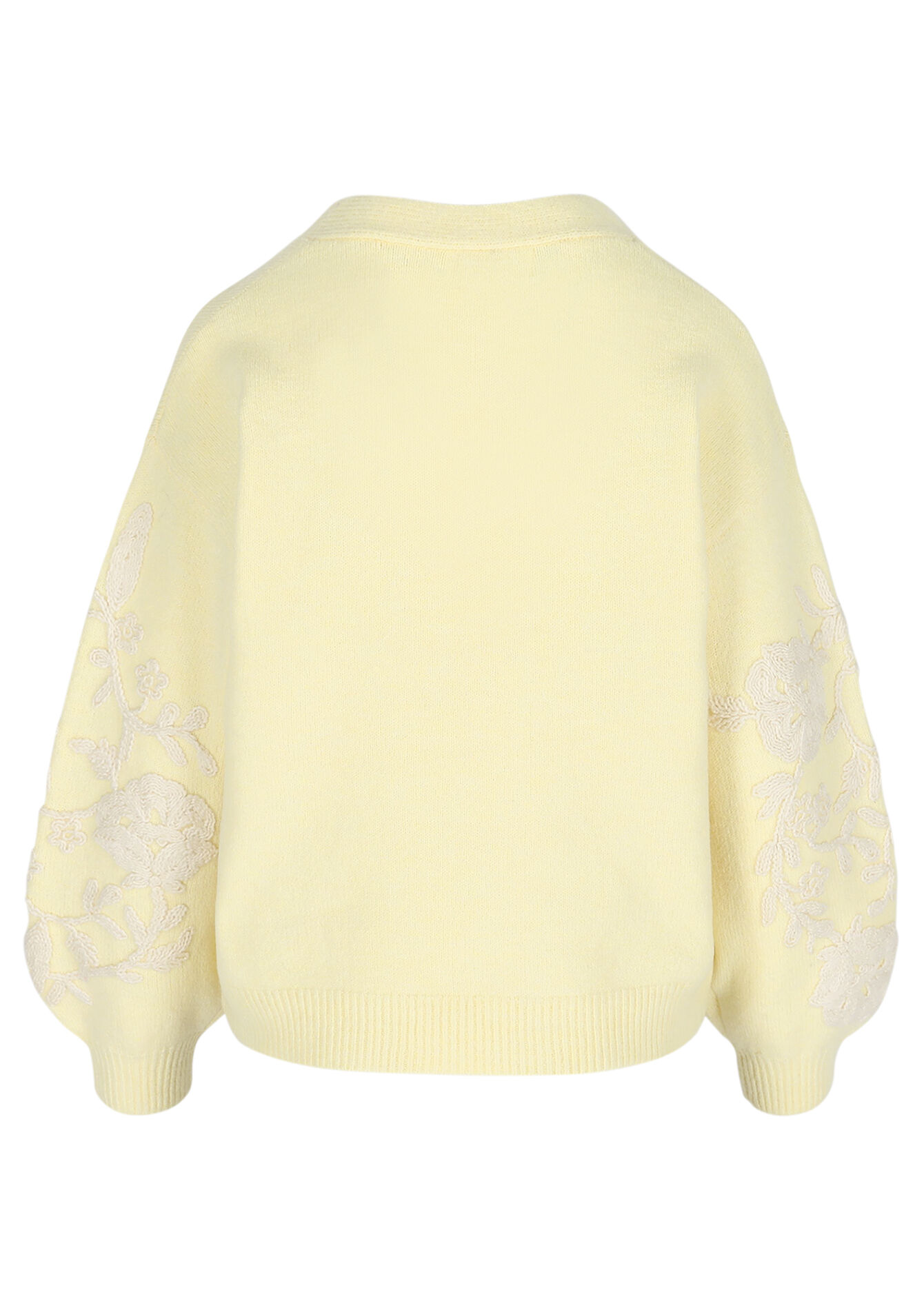 Trui met geborduurde mouwen - YELLOW PASTEL - 04007170_5004