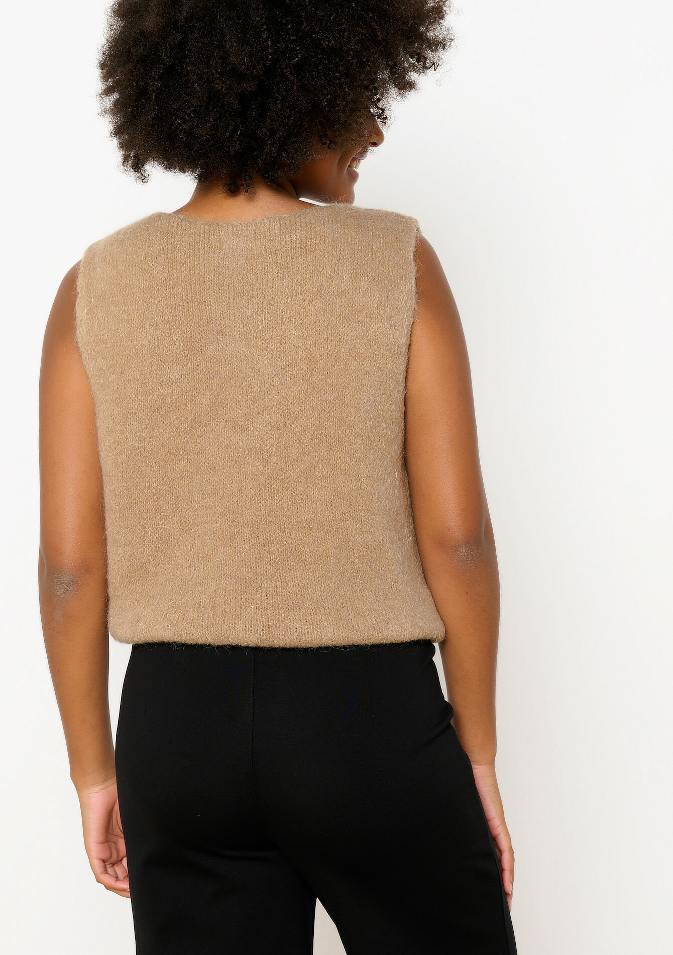 Pullover sans manches en mohair - CAMEL - 04006687_950