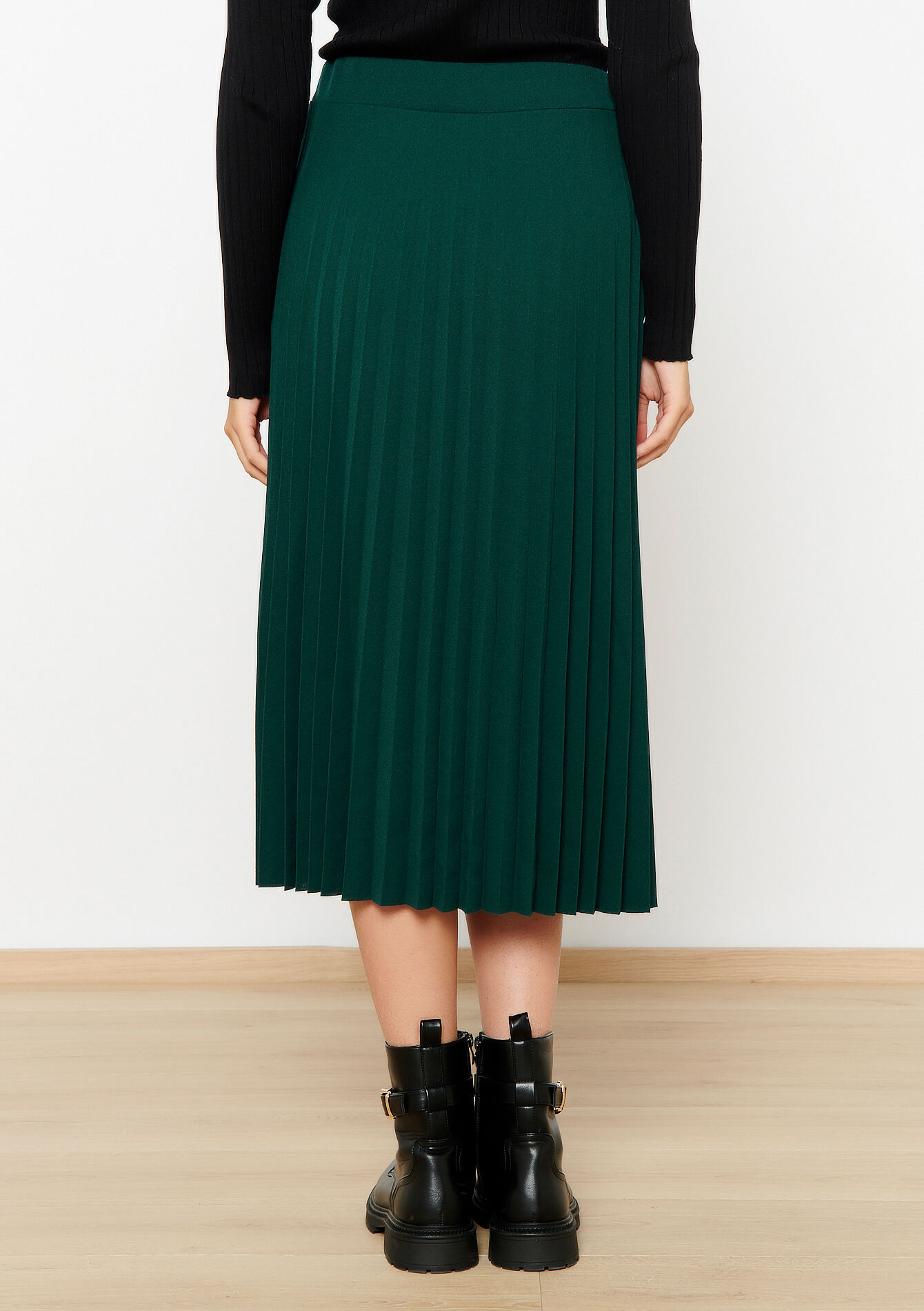 Midirok met plissé, Midirok met plissé - BOTTLE GREEN - 07101192_1778