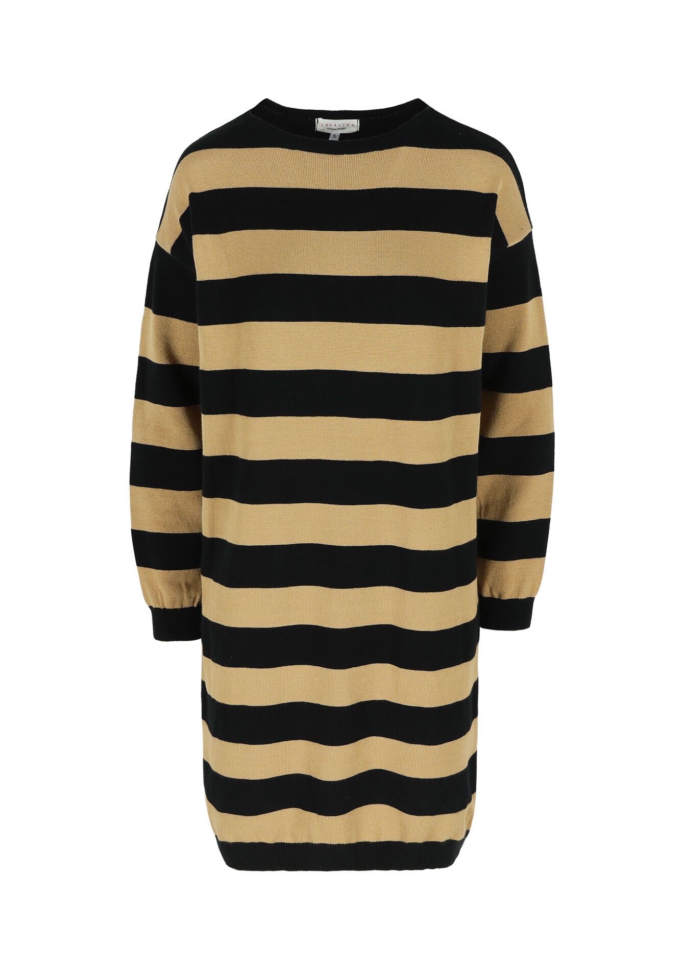 Oversized trui-jurk met strepen, Oversized trui-jurk met strepen - BLACK - 08103845_1119