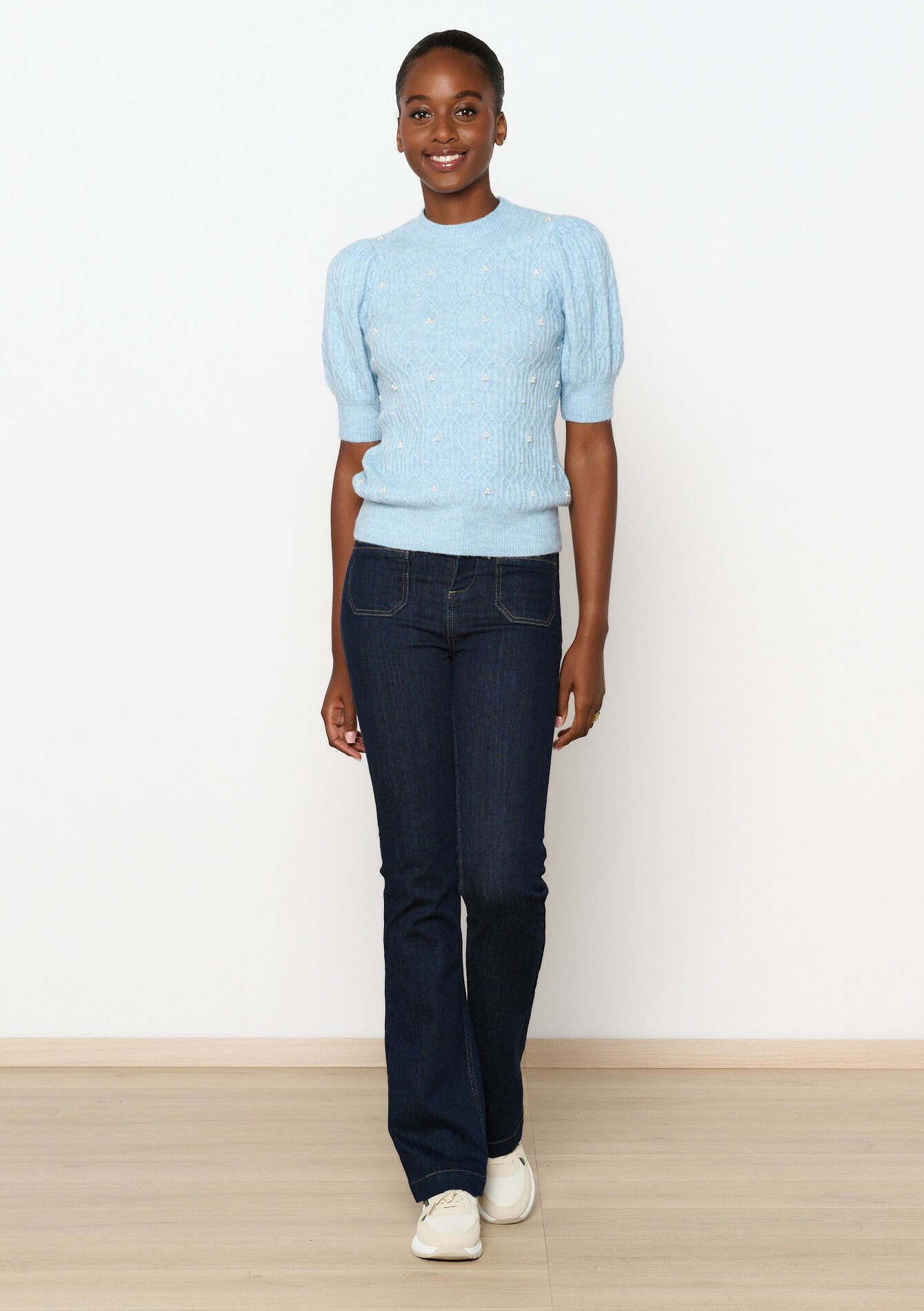 Pullover à manches bouffantes - BLUE PASTEL - 04006539_3003