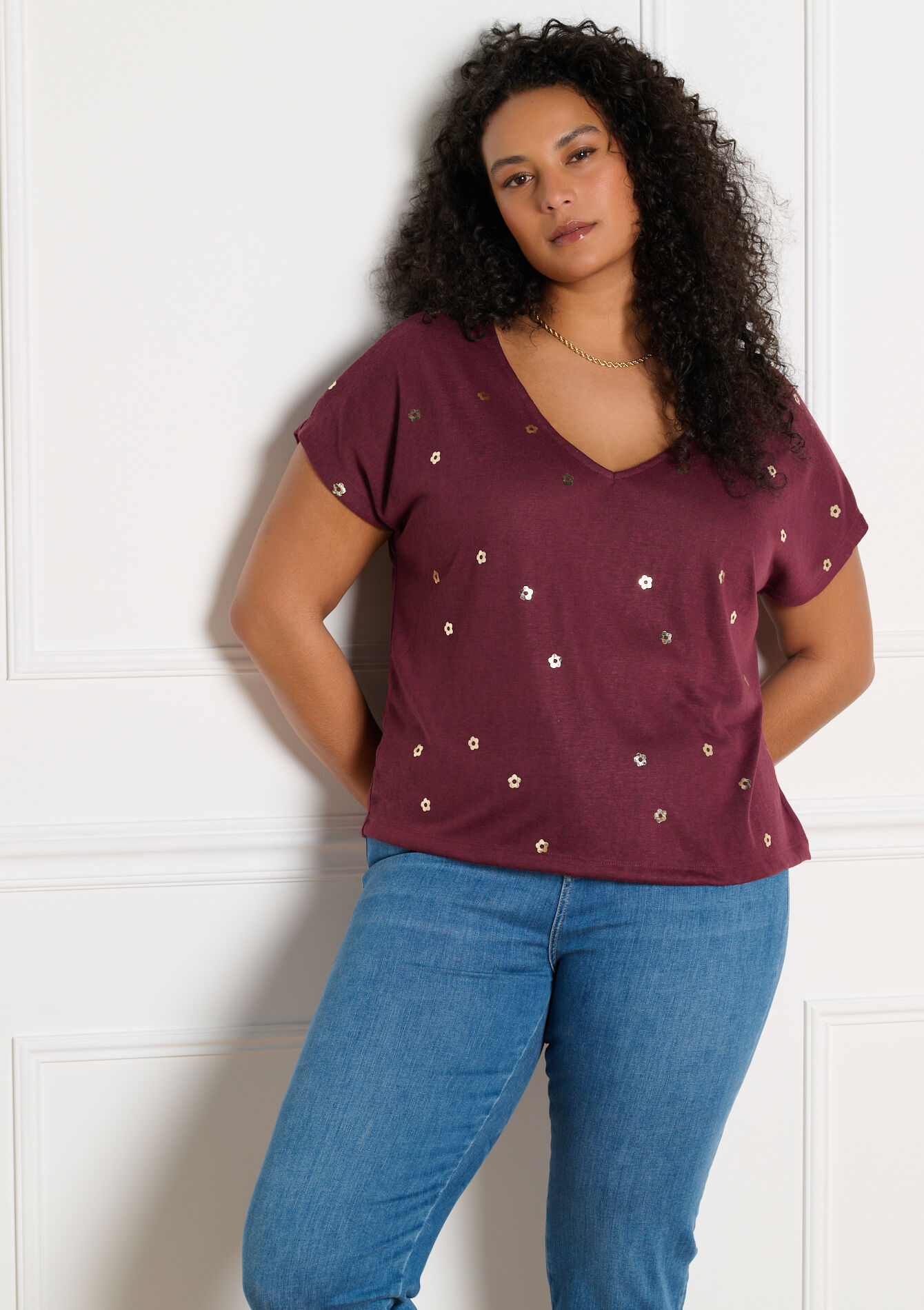 T-shirt met folieprint, , back