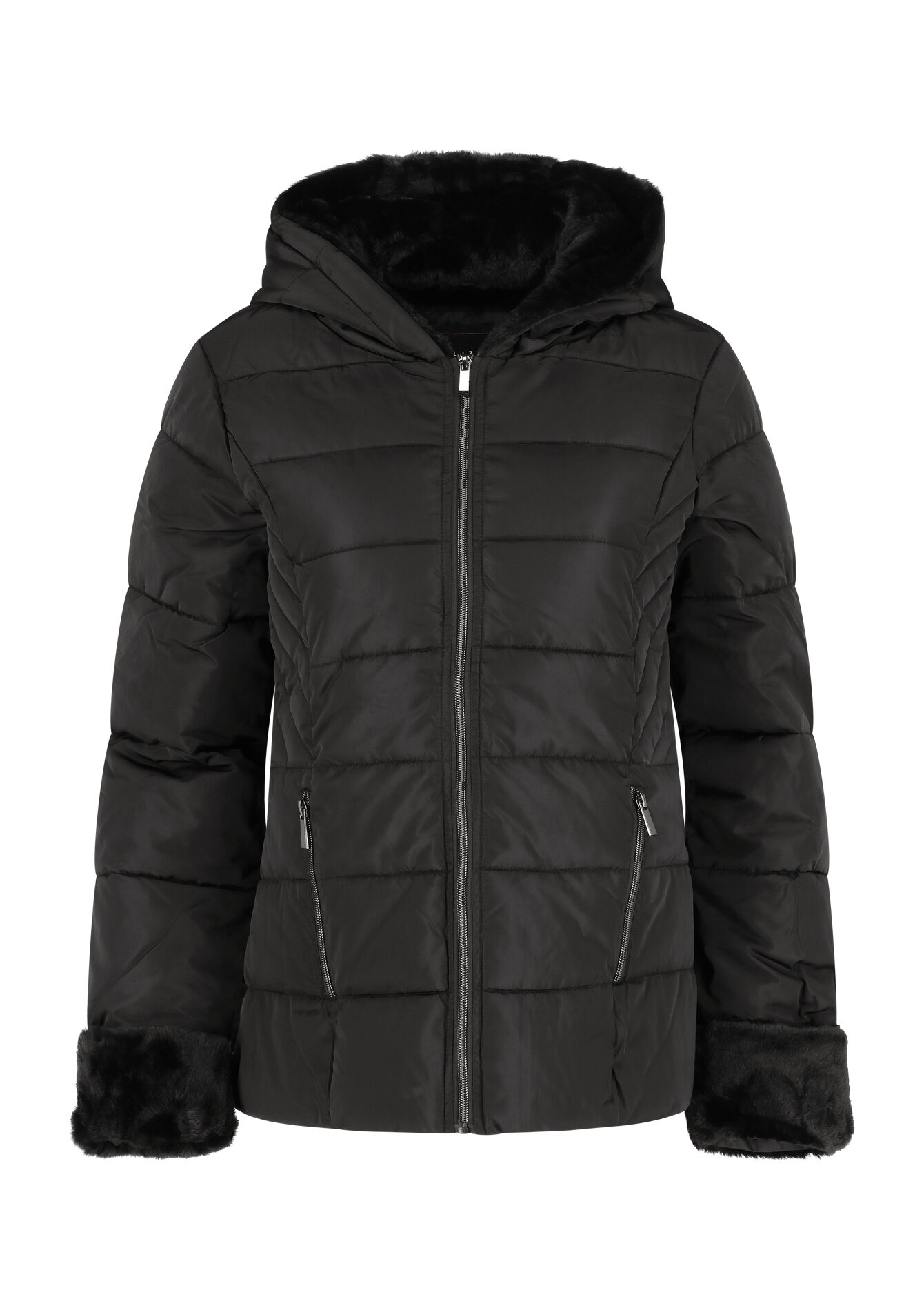 Gewatteerde jas met vacht - BLACK - 23000600_1119