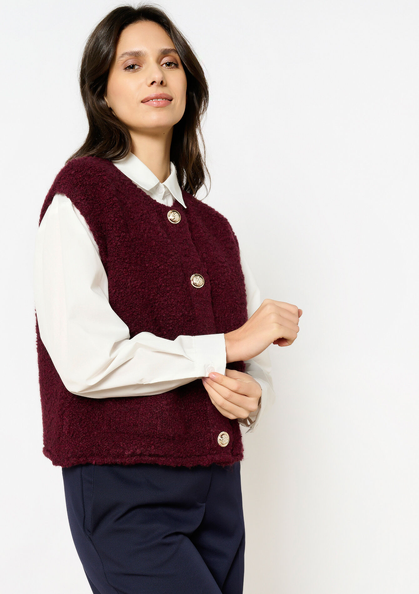 Mouwloze cardigan, Mouwloze cardigan - BORDEAUX WINE - 04101268_5514