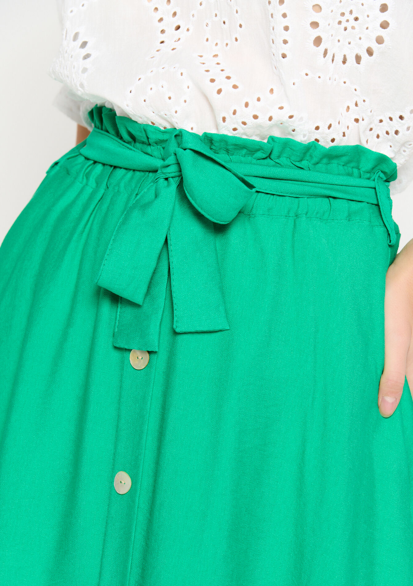 Midi skirt with buttons, Midi skirt with buttons - GREEN APPLE - 07101113_1783