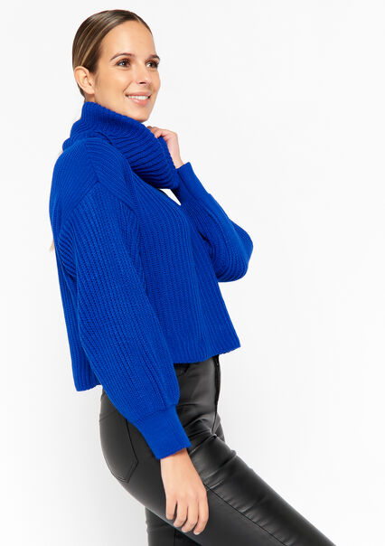 Pullover with roll neck - ELECTRIC BLUE - 04101010_1619