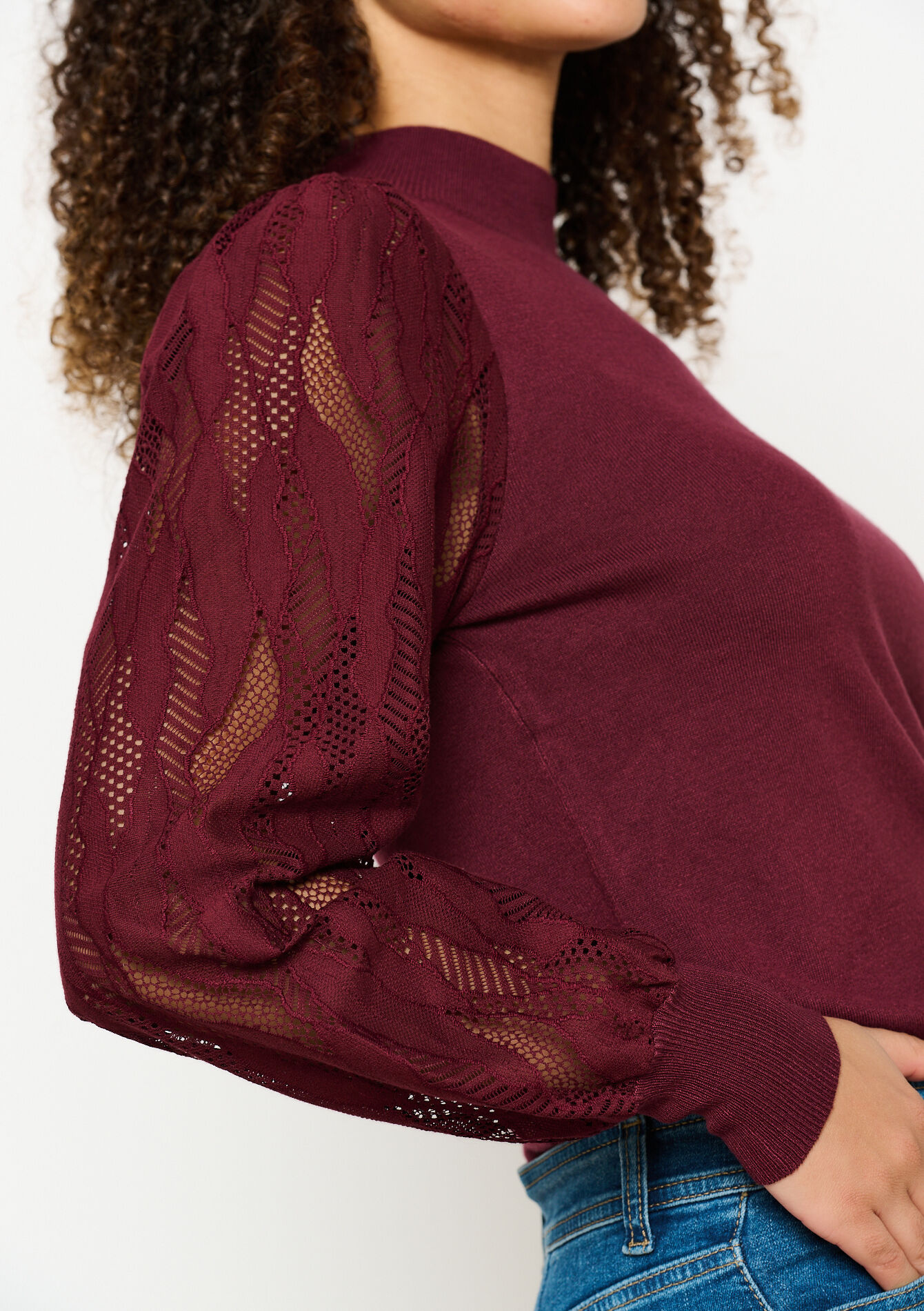Trui met mesh mouwen - BORDEAUX WINE - 04006526_5514