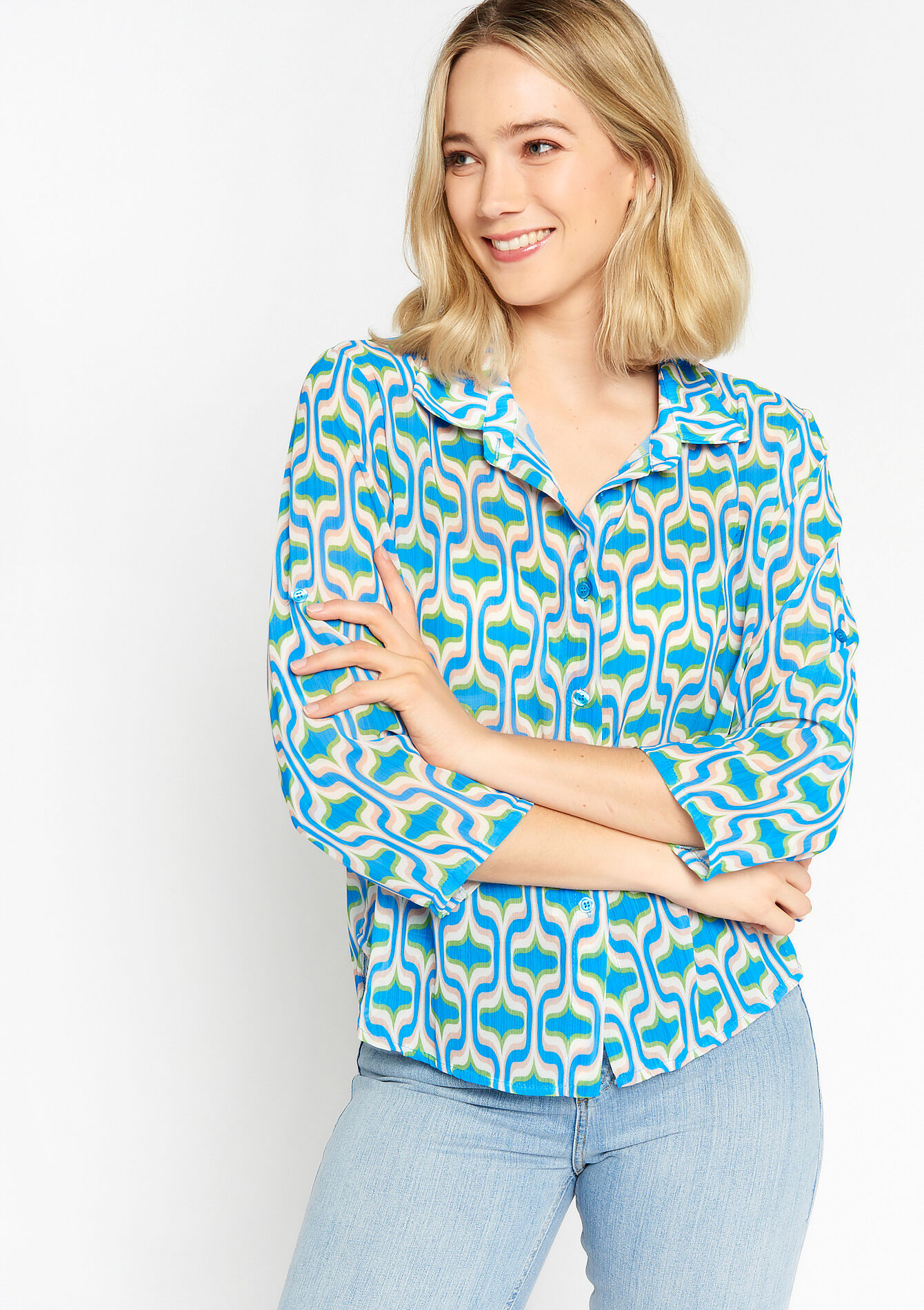 Hemd met retroprint - BLUE FAIENCE - 05702175_1584