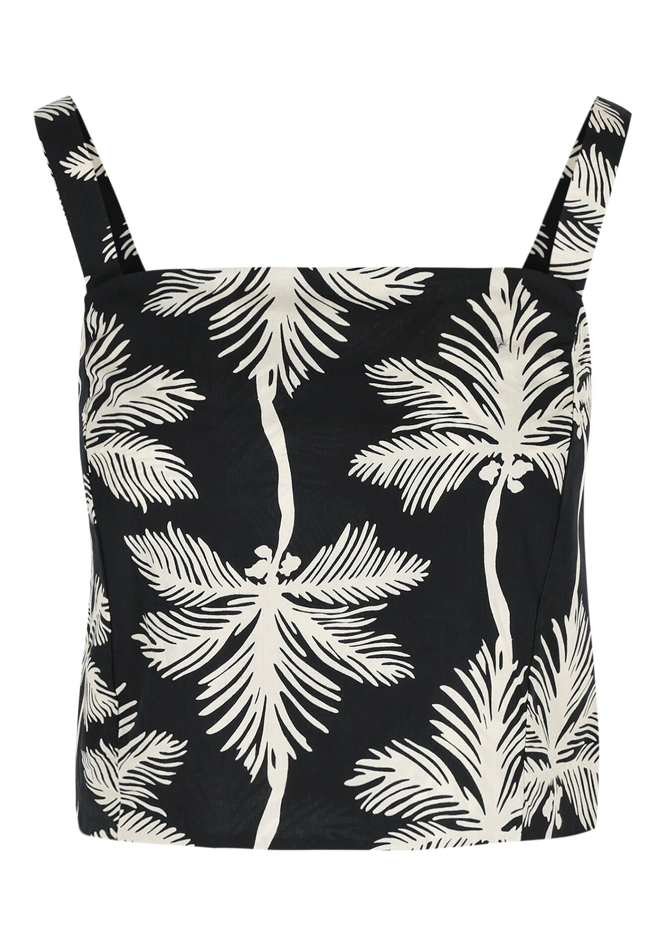 Palm print crop top - BLACK - 1129961