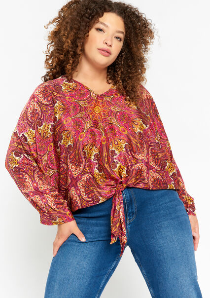 Blouse with paisley print - CORAL PINK  - 05702253_1968