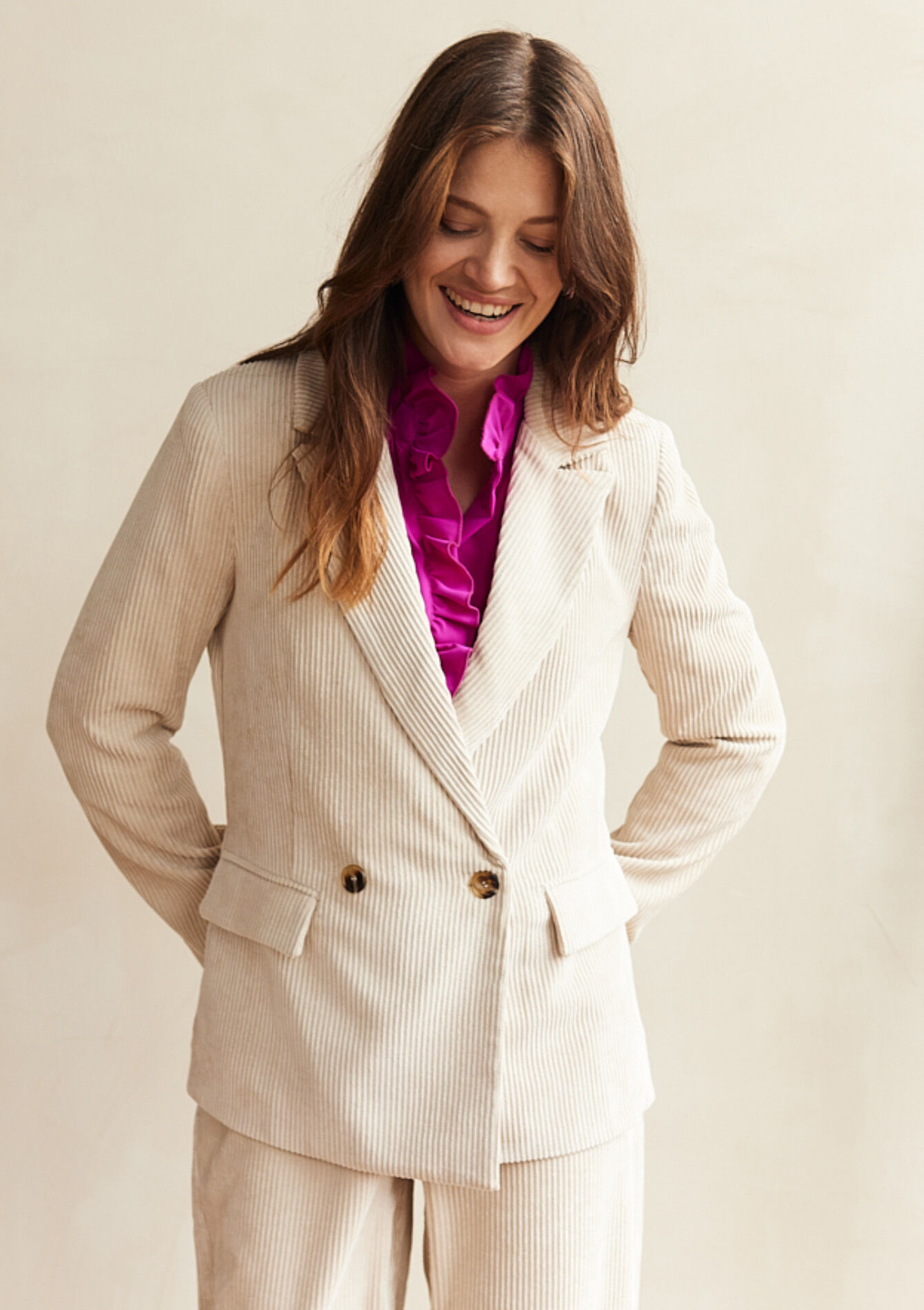 Corduroy blazer, Corduroy blazer - LT BEIGE - 09100966_2527