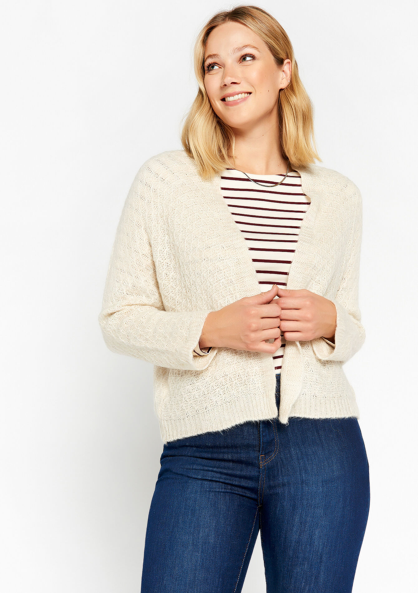 Opengewerkte cardigan - OFFWHITE - 04101088_1001