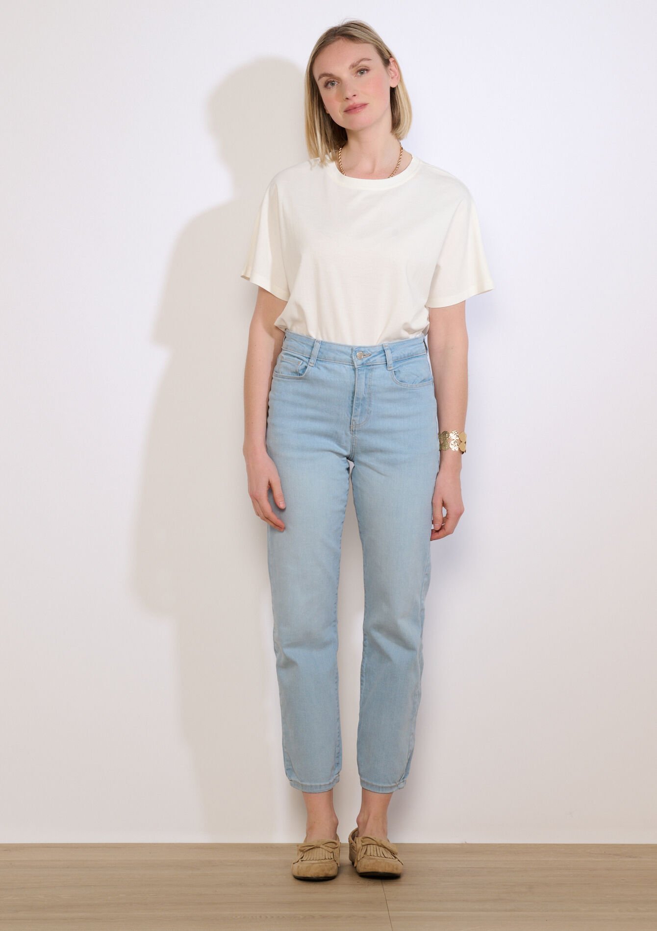 7/8 rechte jeans - BLUE BLEACHED - 22000636_0502