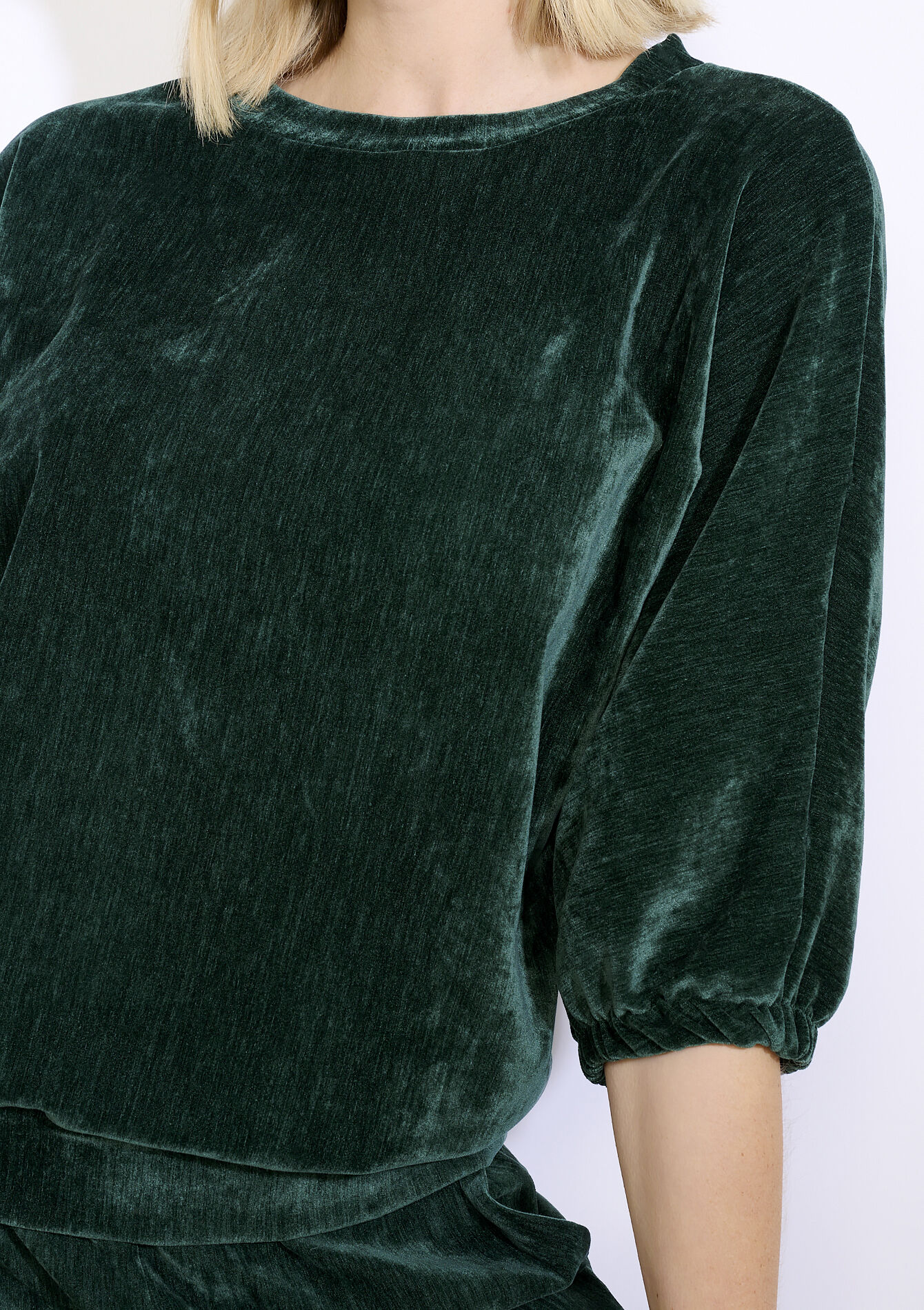 Comfortabele fluwelen sweater - EMERALD GREEN - 03001835_414