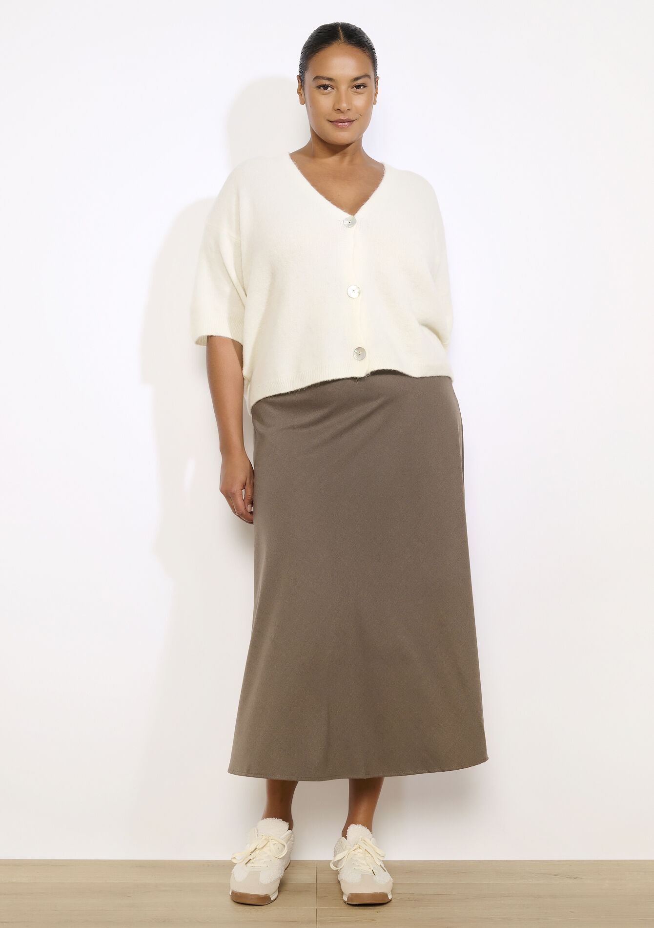 Flanellen maxirok, Flanellen maxirok - TAUPE - 07101442_1021