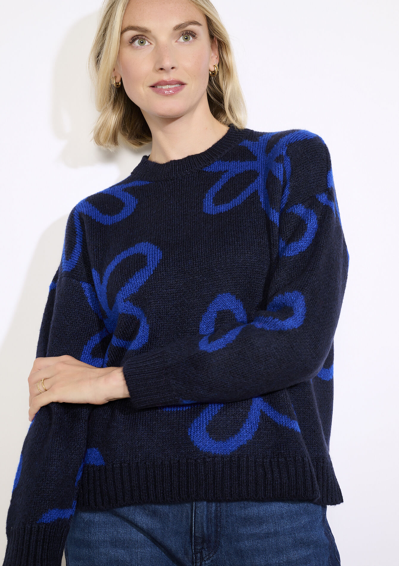 Pull fleurs oversize - NAVY BASIC - 04007101