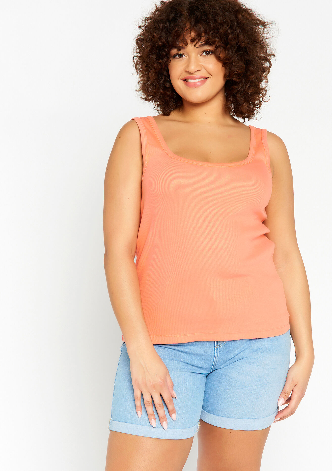 Ribbed top, Ribbed top - CORAL PINK - 02200330_1968
