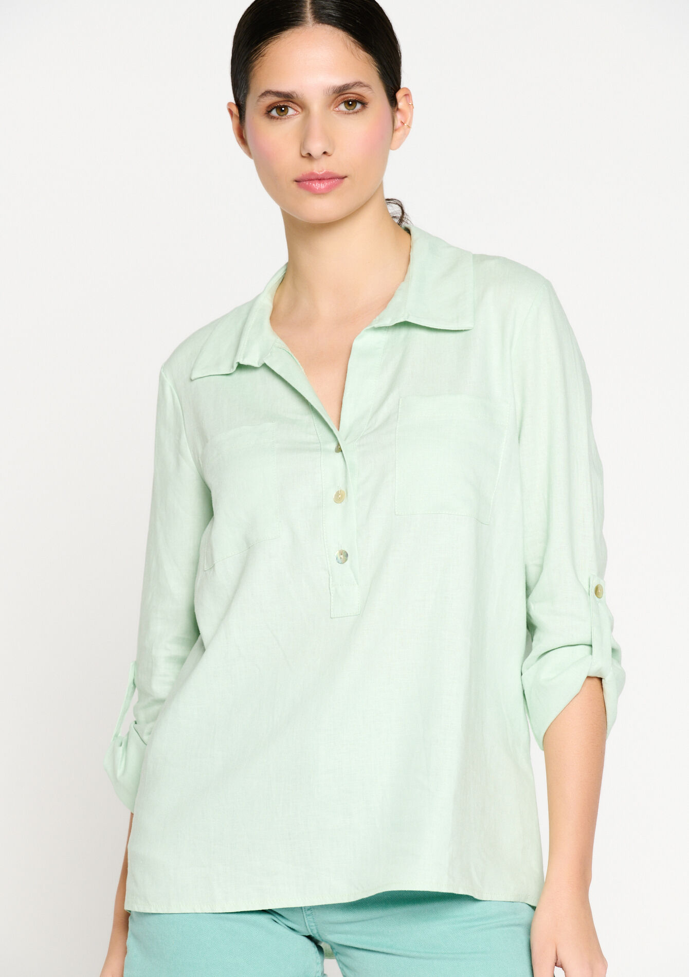Blouse en lin - MINT GREEN - 1079124