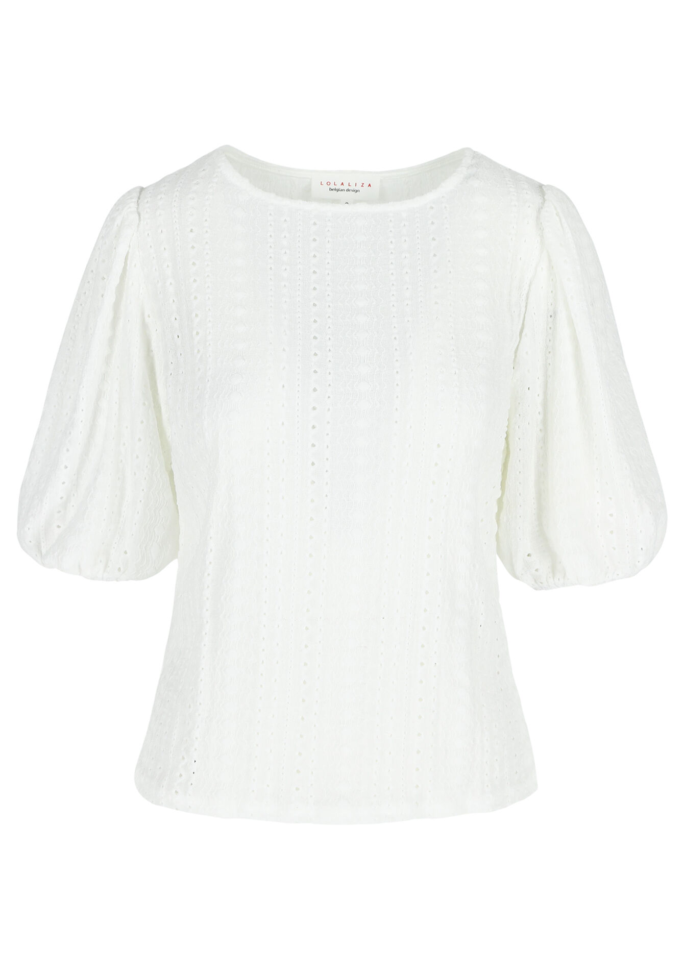 T-shirt with broderie anglaise, T-shirt with broderie anglaise - OPTICAL WHITE - 02301653_1019