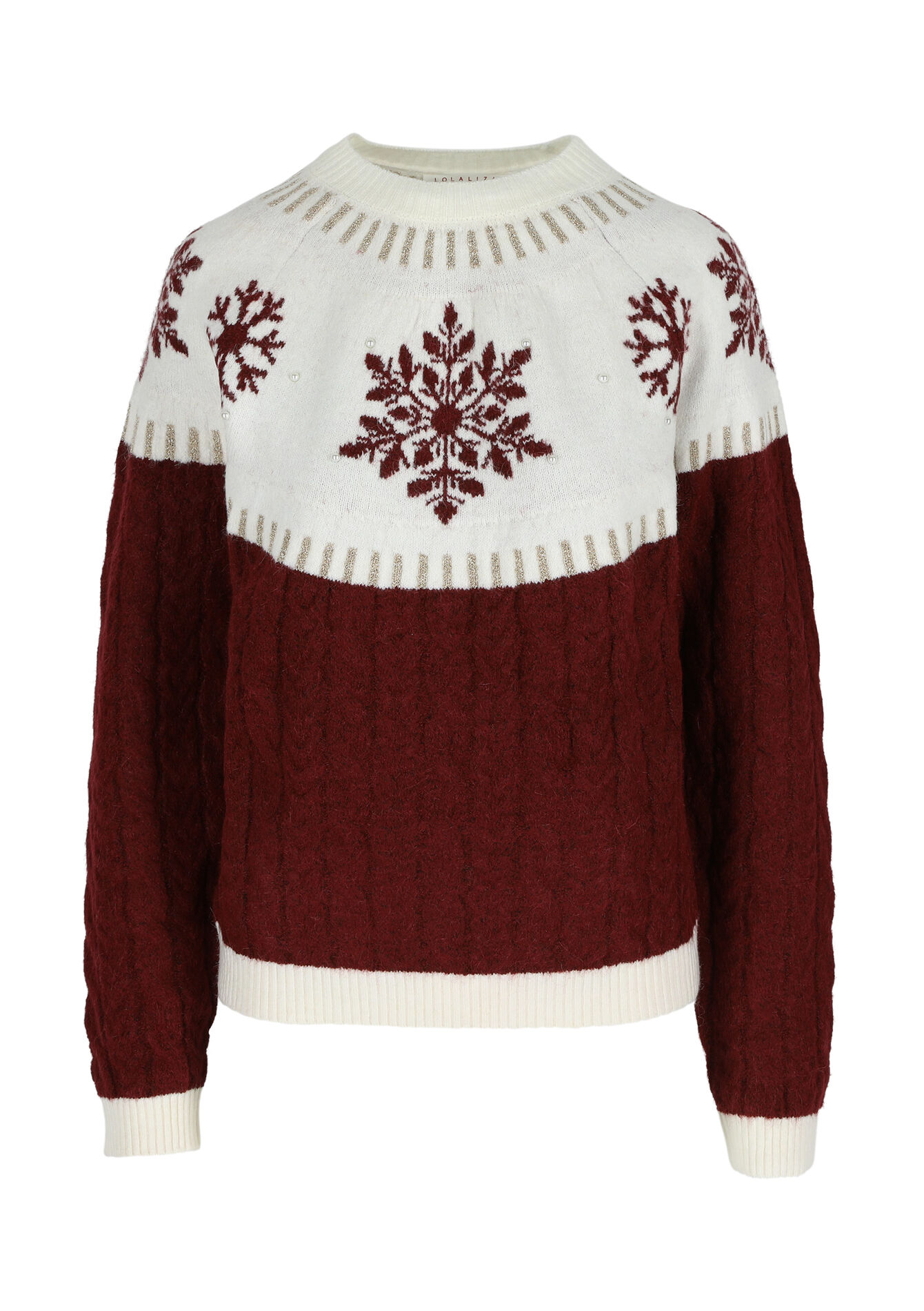 Pullover with snowflakes, Pullover with snowflakes - RED LIPSTICK - 15100241_5310