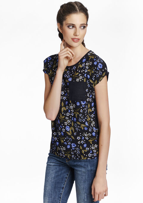 Short-sleeved T-shirt with floral print - LolaLiza