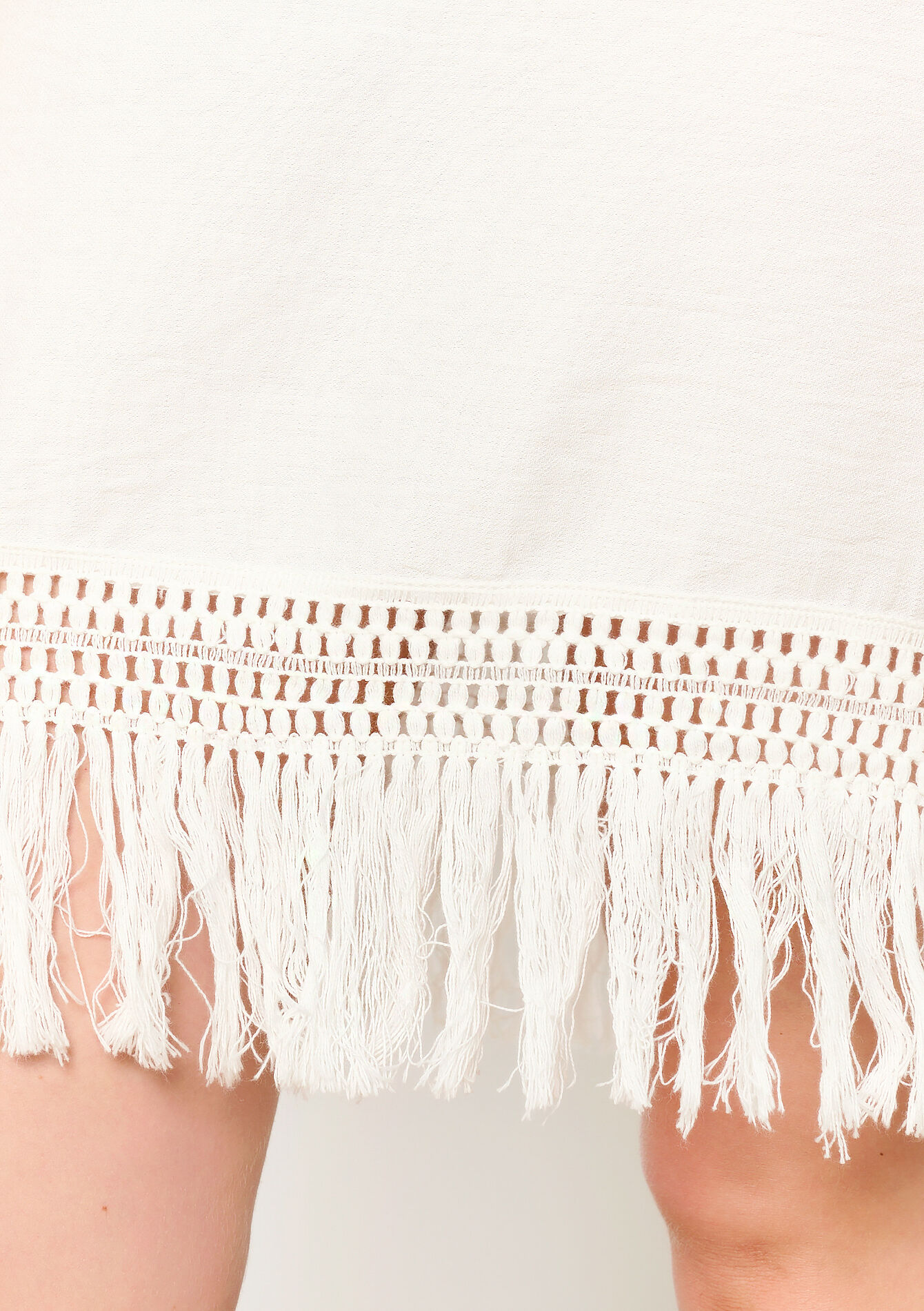 Oversized kaftanjurk met franjes, Oversized kaftanjurk met franjes - OFFWHITE - 08103690_1001