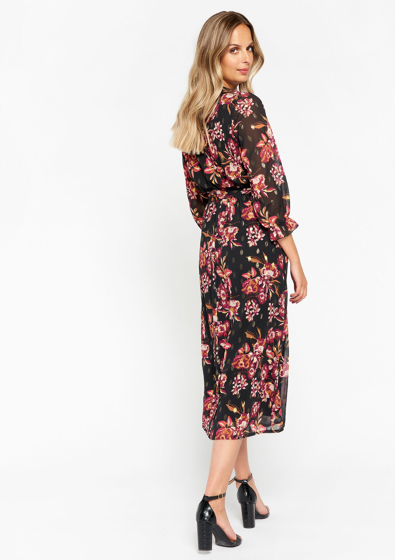 Robe cache-coeur avec lurex, Robe cache-coeur avec lurex - BLACK - 08602116_1119