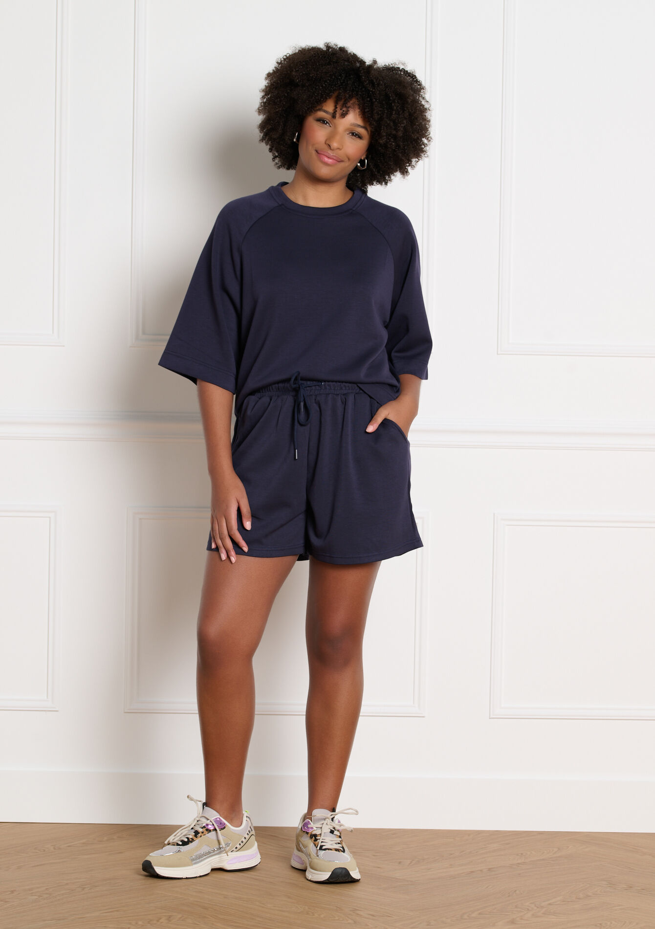 Short fluide taille élastiquée - NAVY BLUE - 15100410_1651