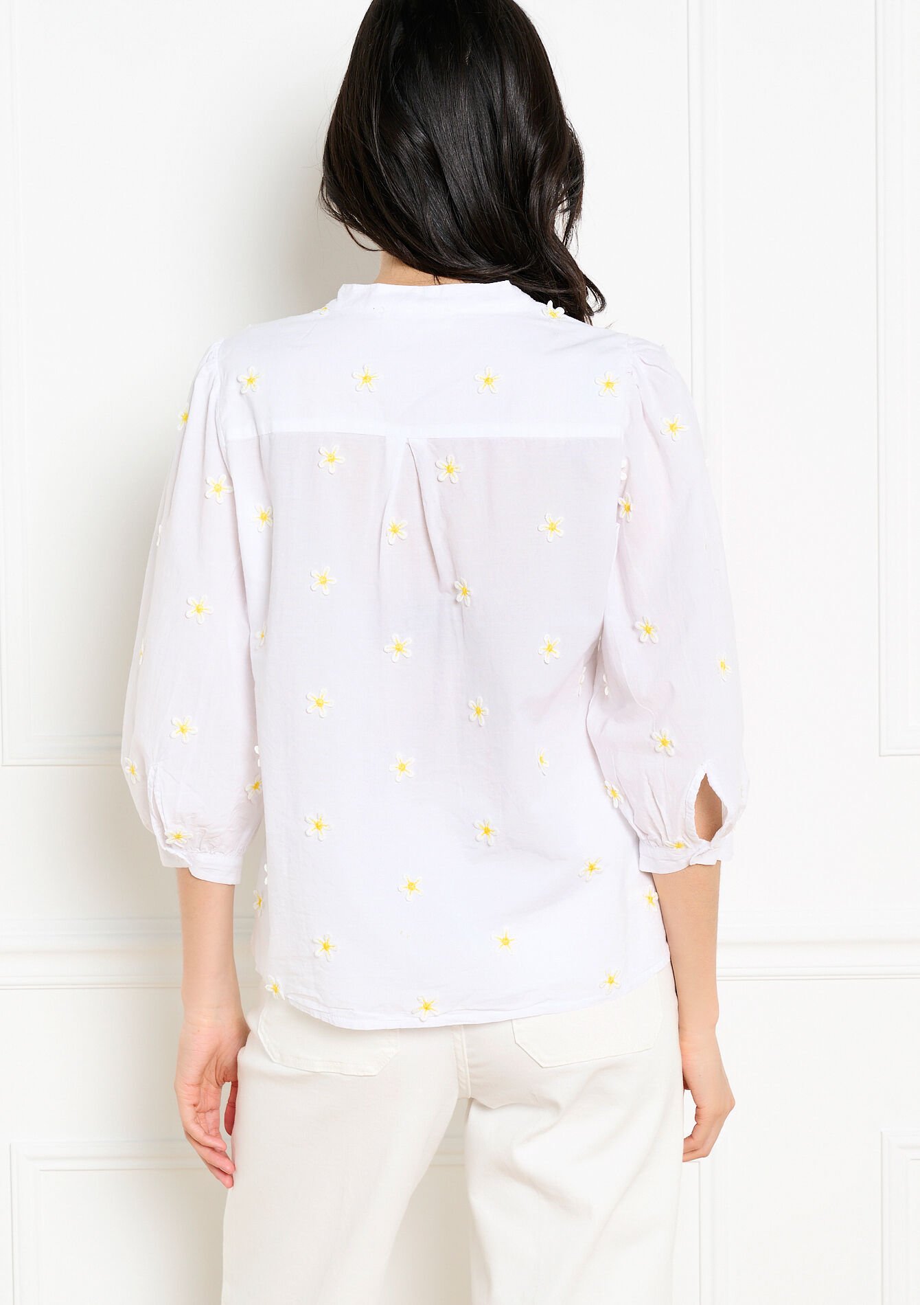 Blouse brodée à manches ballon - OPTICAL WHITE - 05703075_1019