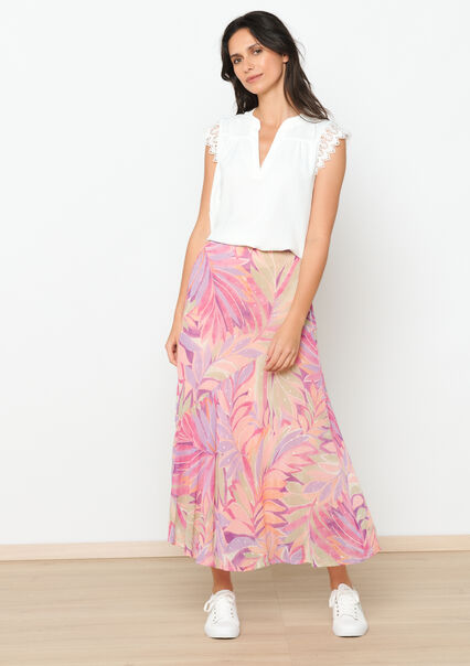 Maxi skirt with floral print - LILAC BRIGHT - 07101229_2578