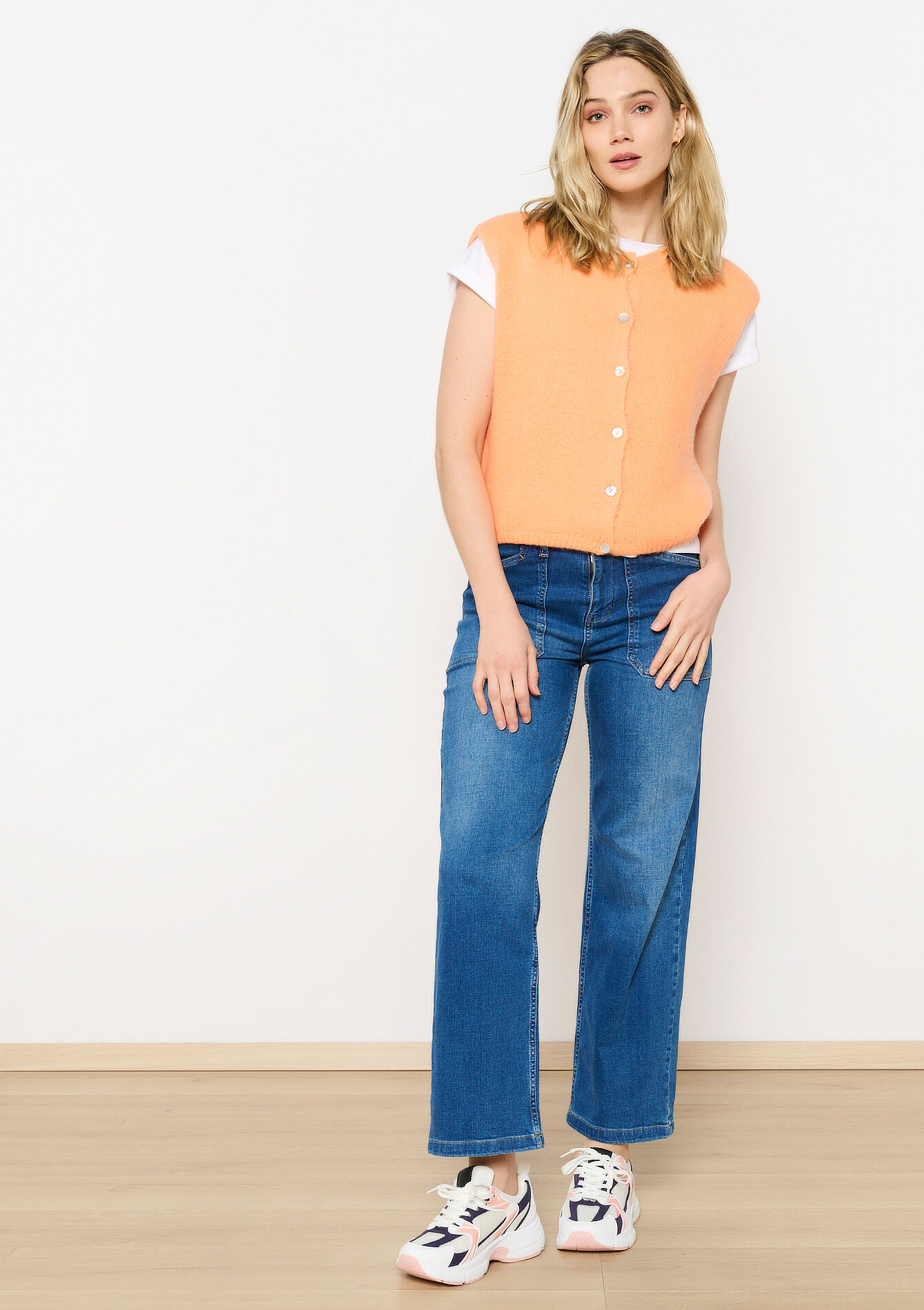 Sleeveless cardigan in alpaca wool, Sleeveless cardigan in alpaca wool - ORANGE MANGO - 04101283_2575