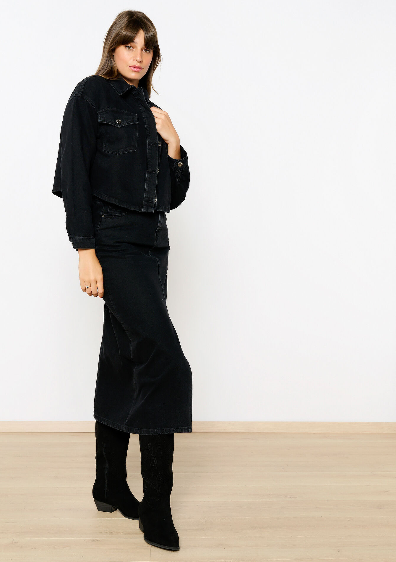 Korte denimjas, Korte denimjas - BLACK - 09100947_0503