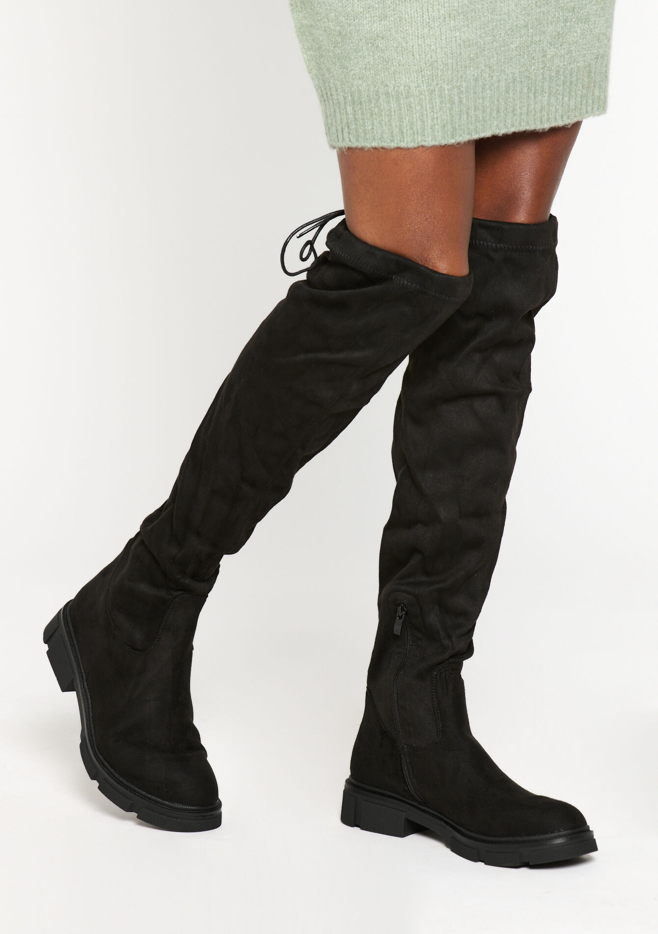 Suede knielaarzen - BLACK - 13100243_1119