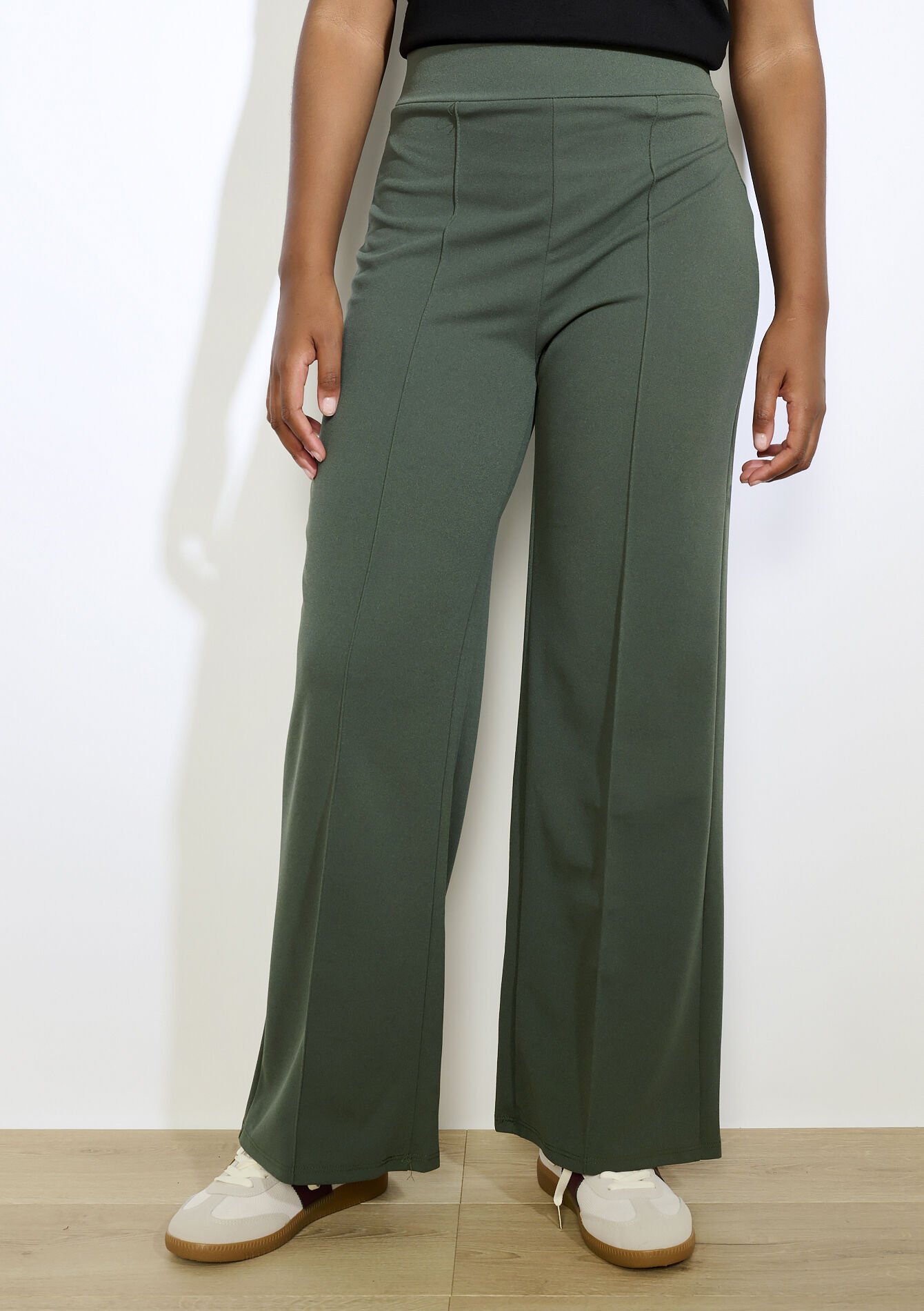 Soepele broek met hoge taille, Soepele broek met hoge taille - KHAKI MED - 06601029_4327