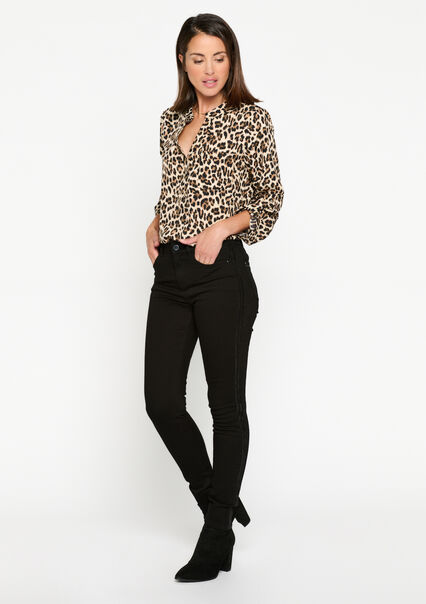 Slimfit trousers with sequins - BLACK - 22000464_1119