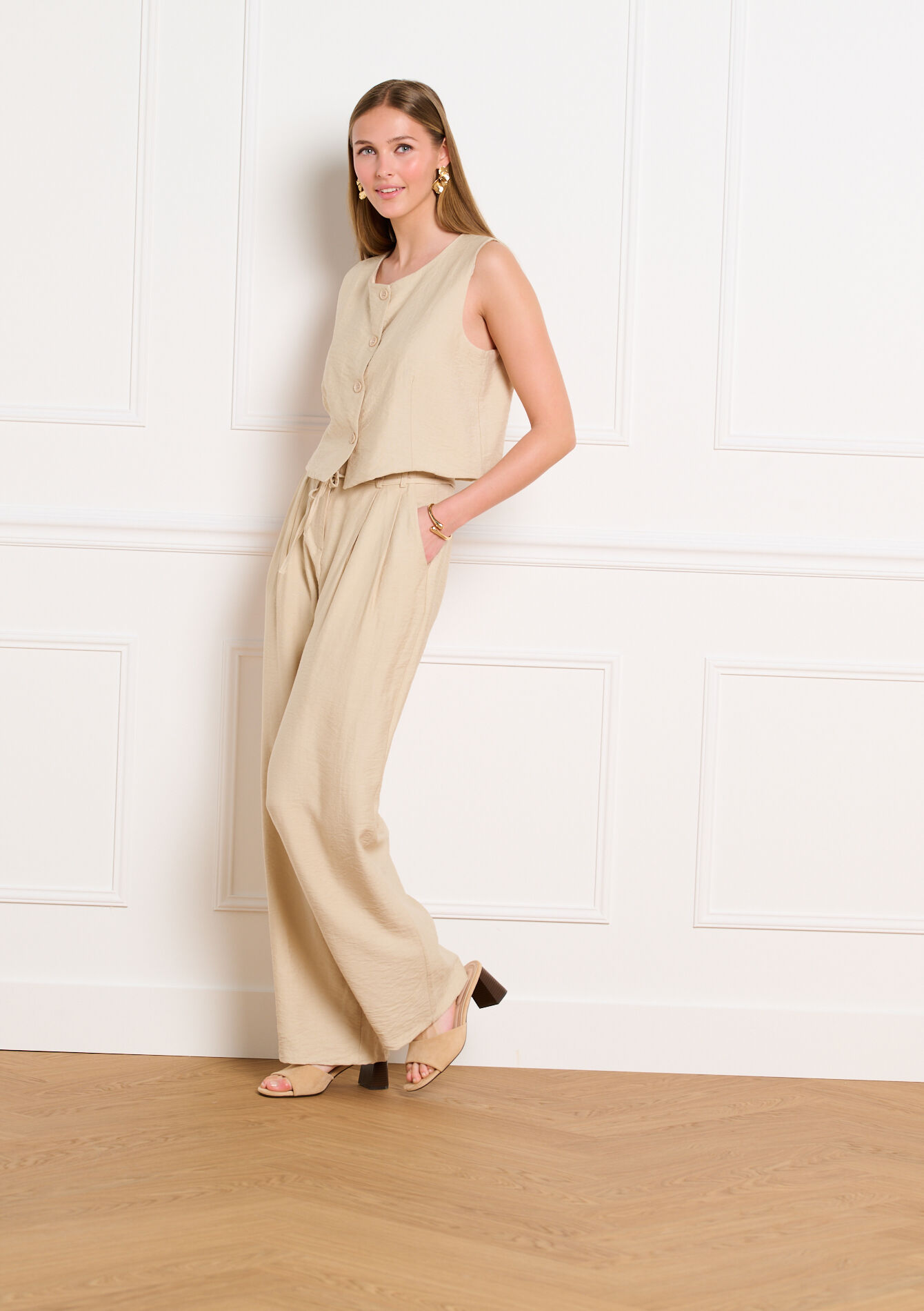 Pantalon fluide ample - LT BEIGE - 06100811_2527