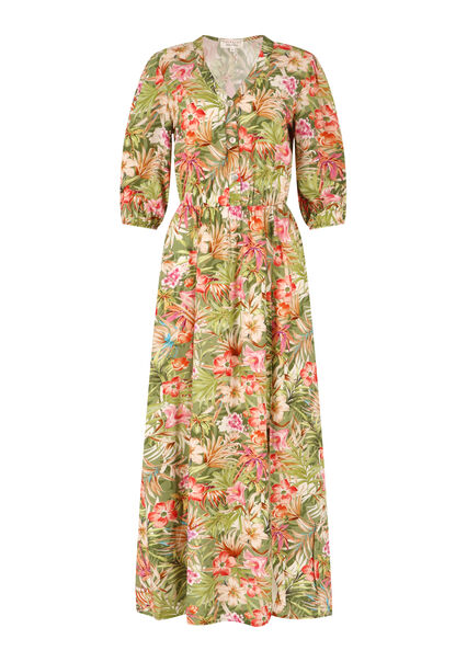 Maxi-jurk met bloemenprint - KHAKI FADED - 08601852_4326