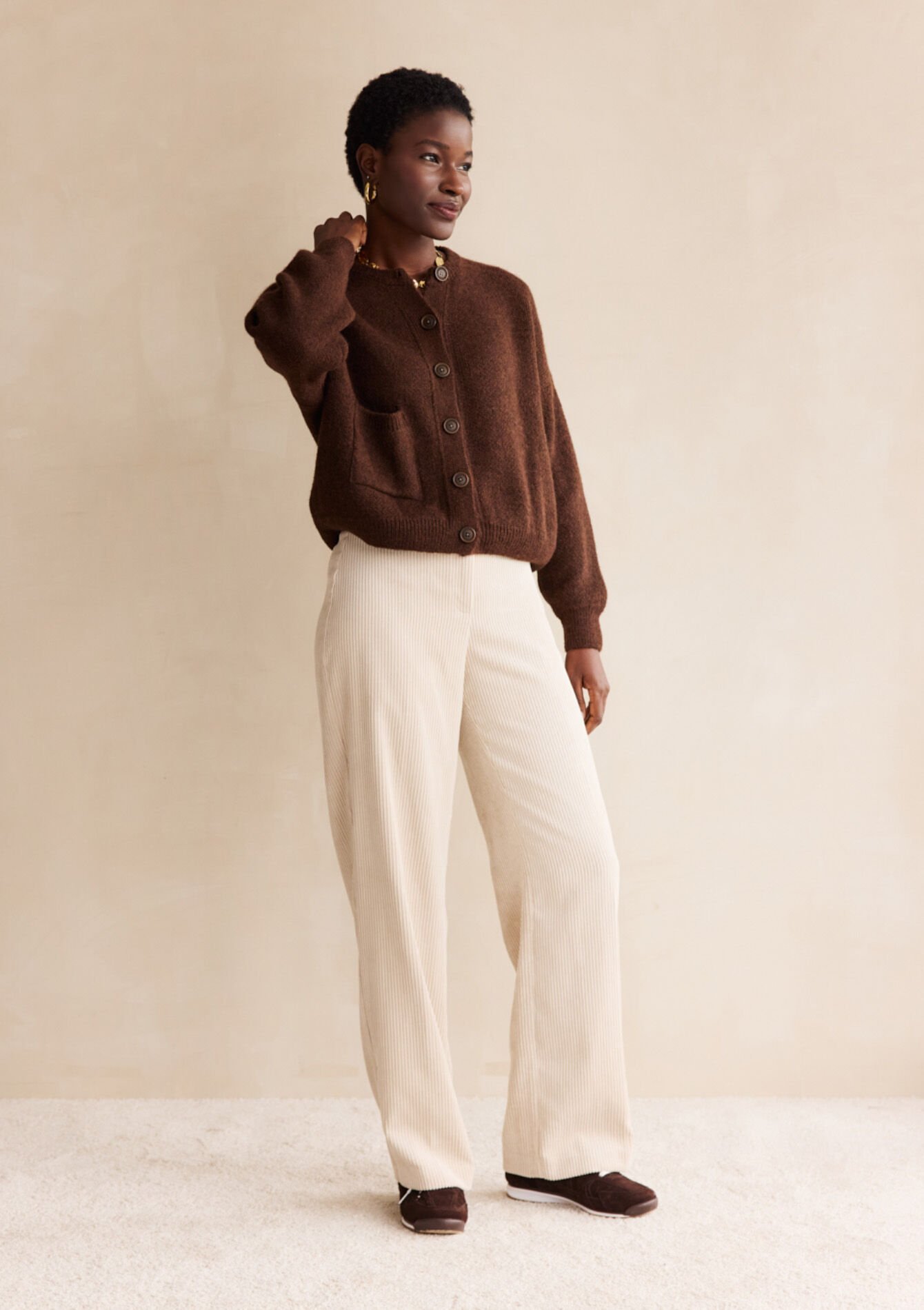 Flared broek in ribfluweel, Flared broek in ribfluweel, , back