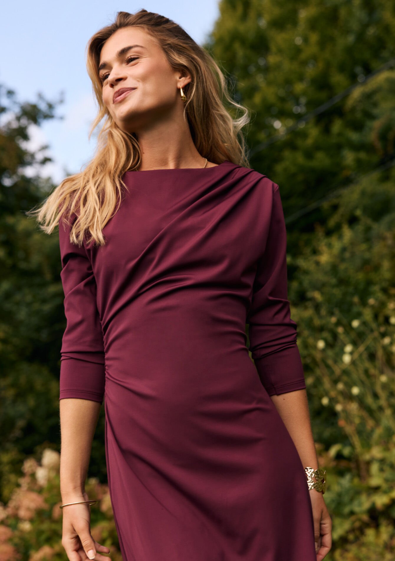 Robe drapée moulante, , back