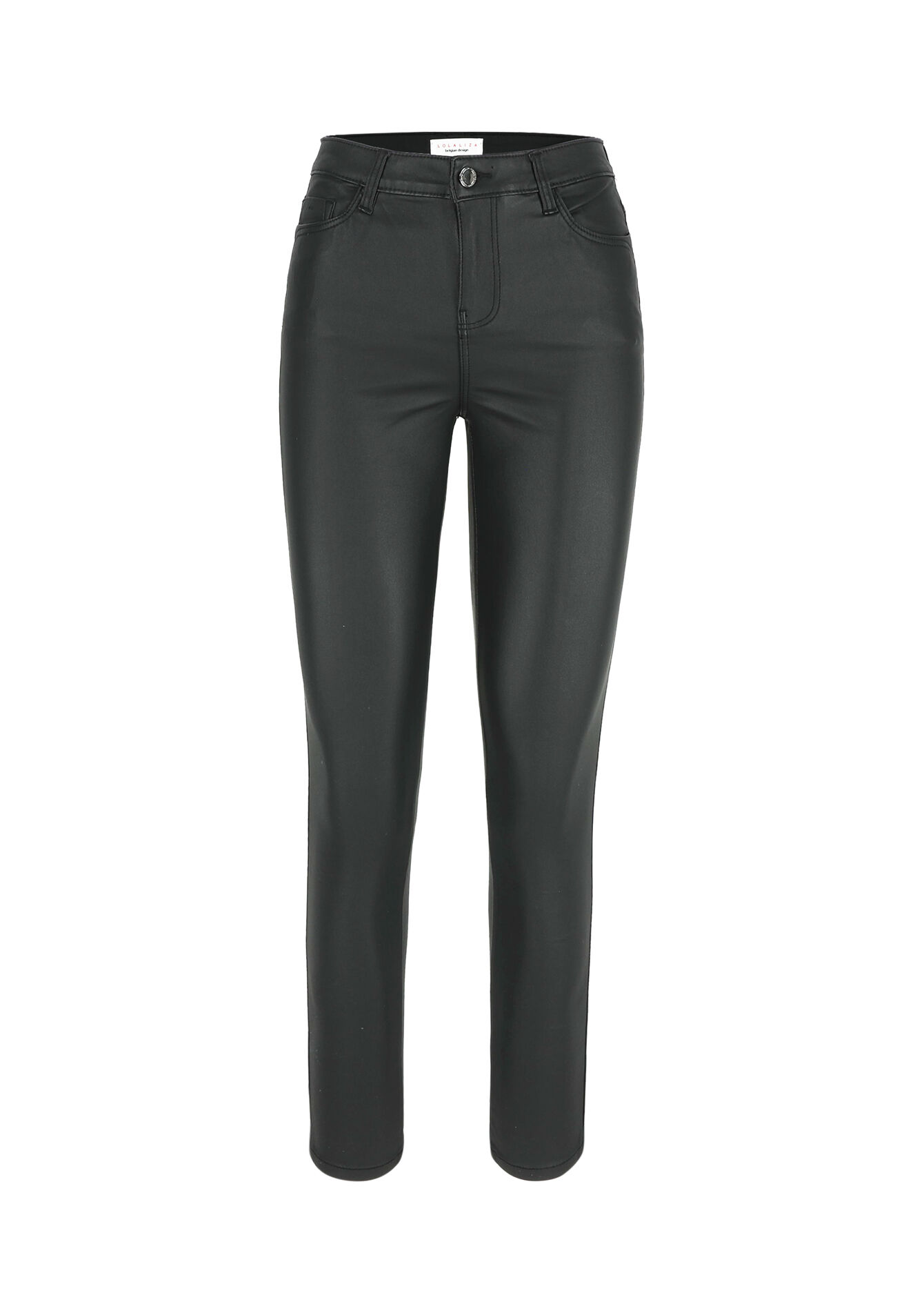 Coated slimfit trousers - BLACK - 06004497_1119