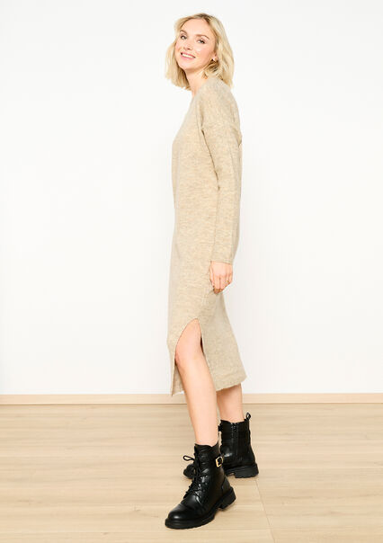 Straight pullover dress - BEIGE CHINE - 08602251_4025