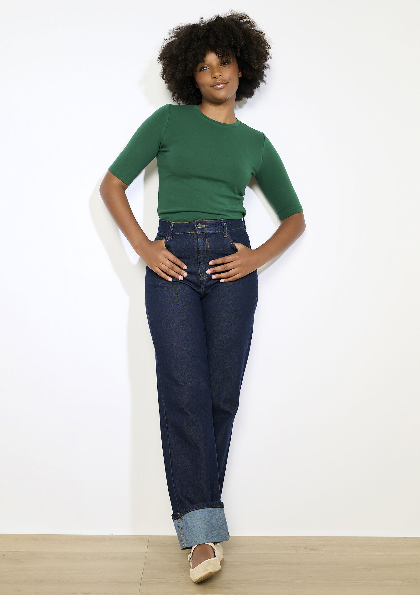 T-shirt côtelé ajusté, , back