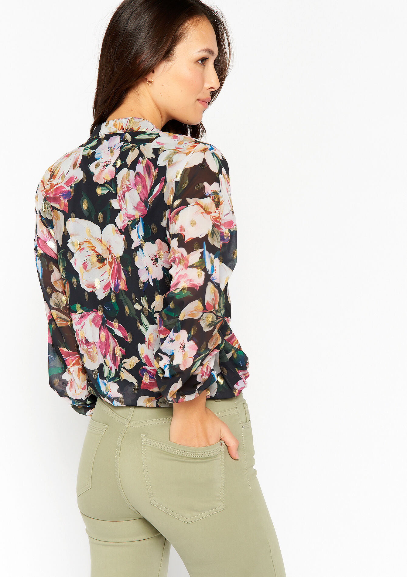 Blouse with abstract print, Blouse with abstract print - BLACK - 05702136_1119