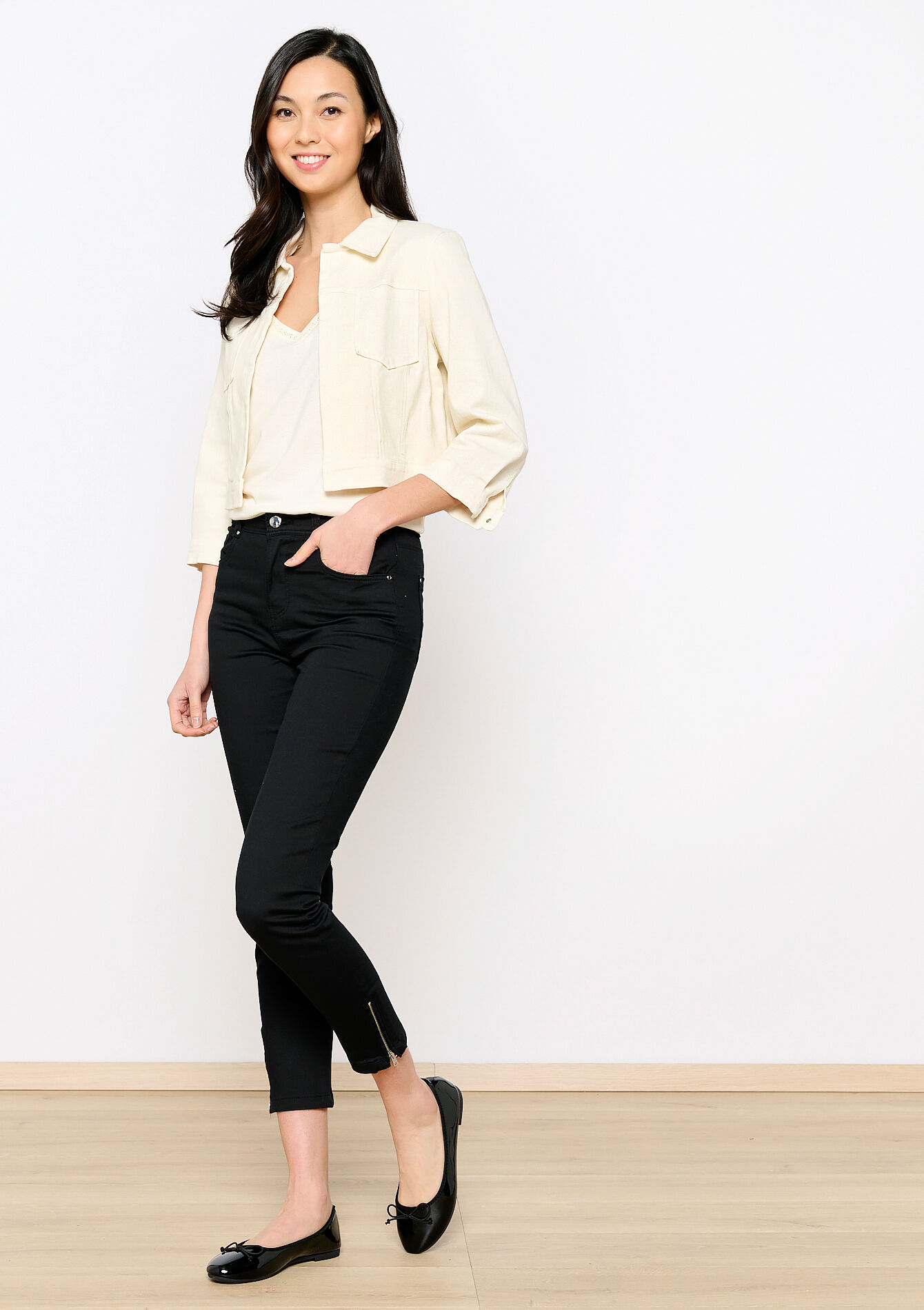 Short jacket in twill, Short jacket in twill - NATURAL WHITE - 09100919_2510